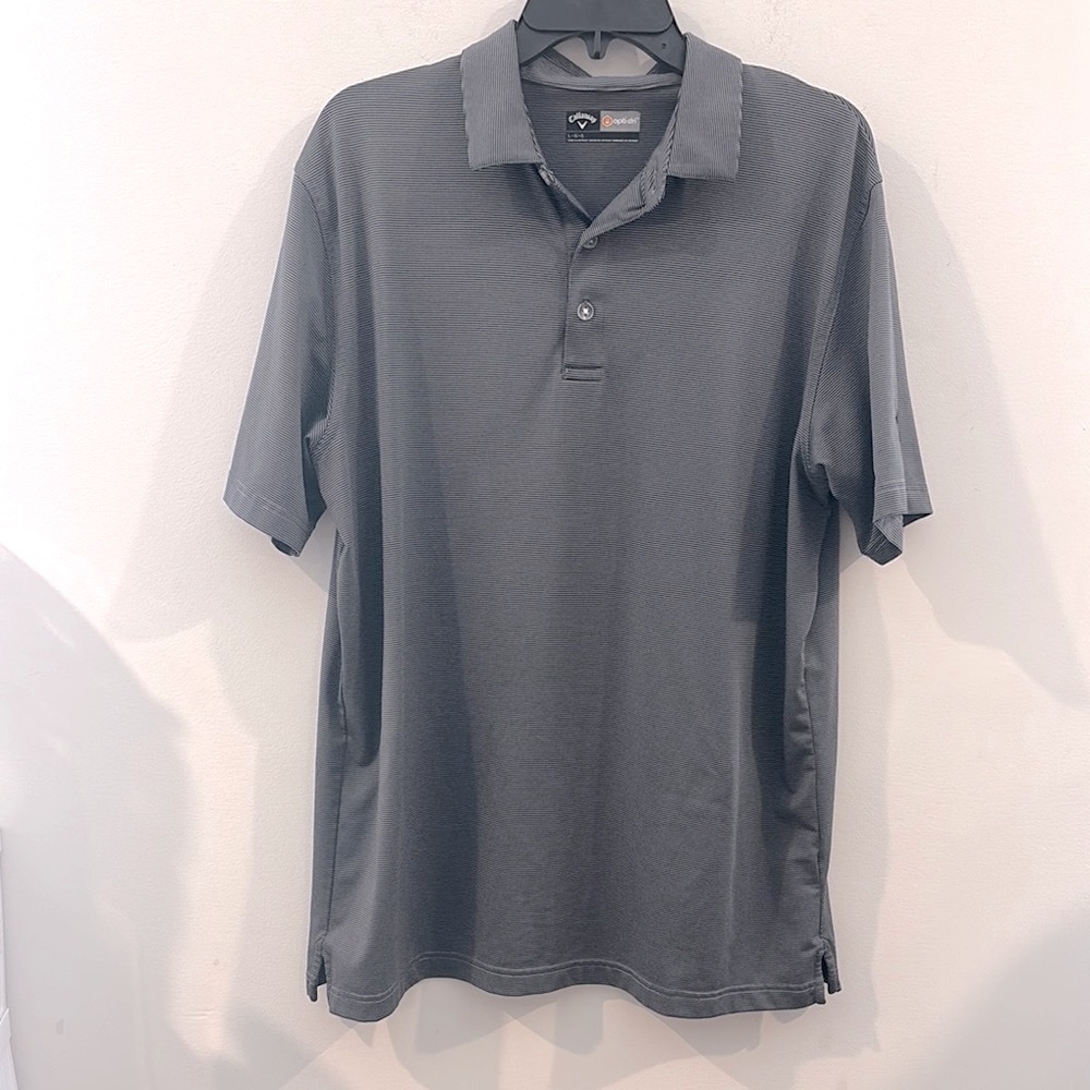 Callaway OPTi Dry Sz L Men's Gray/Black Polo Golf Shirt